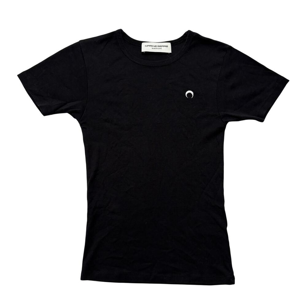 Marine Serre Cotton Mini Fit Logo Short Sleeve T-Shirt Women’s XS Black